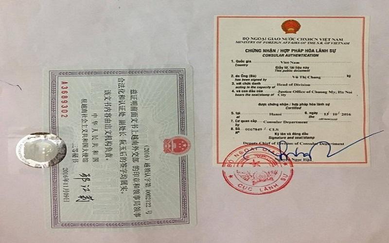Giấy tờ đã chứng nhận lãnh sự xin visa kết hôn với người Trung Quốc