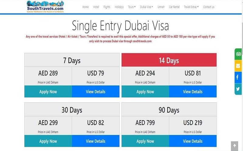Cách xin visa Dubai online trên trang web Southtravels